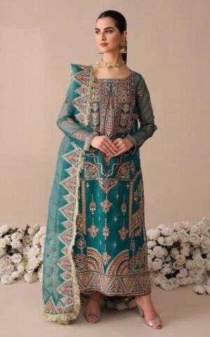Embroidered Kameez Trouser Organza Pakistani Dress