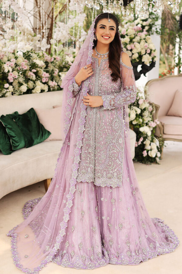 Lilac Bridal Sharara Shirt Pakistani Wedding Dresses