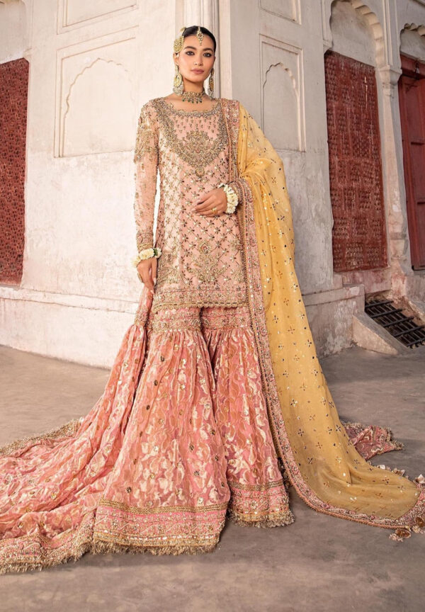 Pakistani Bridal Dress in Gharara Kameez Dupatta Style