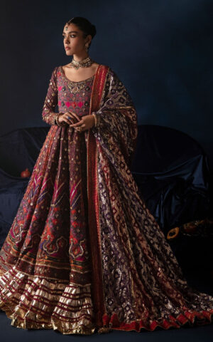 Pakistani Bridal Pishwas and Dupatta Royal Mehndi Dress