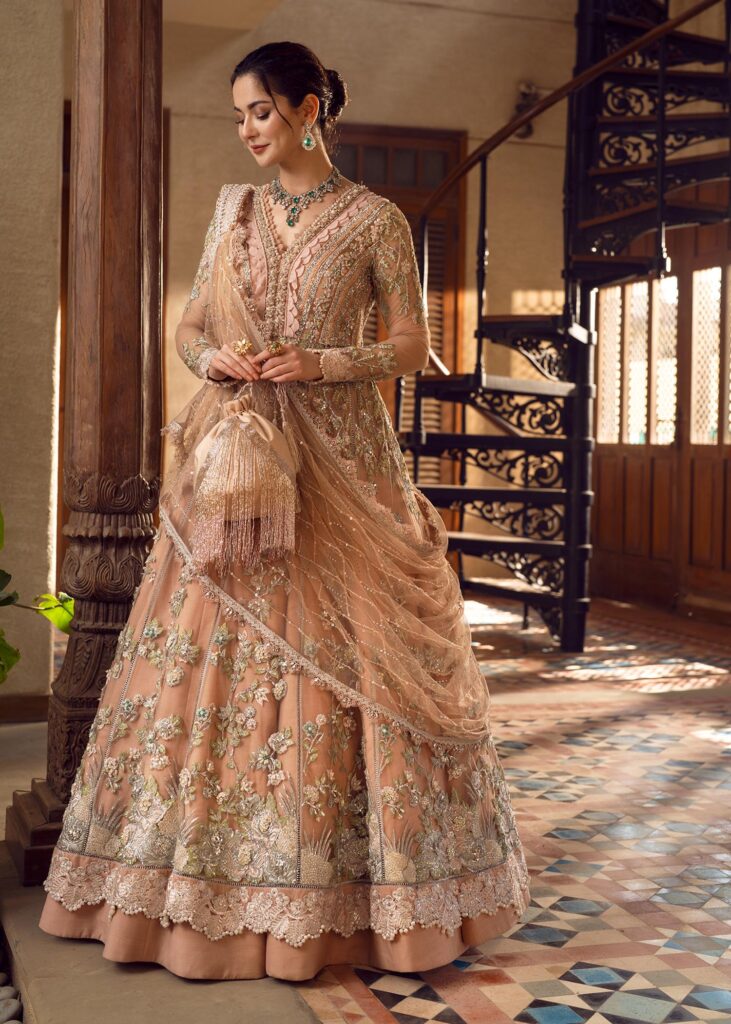 Peach color walima dress best sale