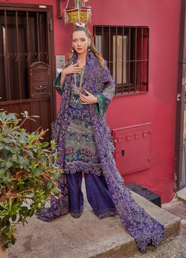 Purple Pakistani Dress in Kameez Trouser Dupatta Style