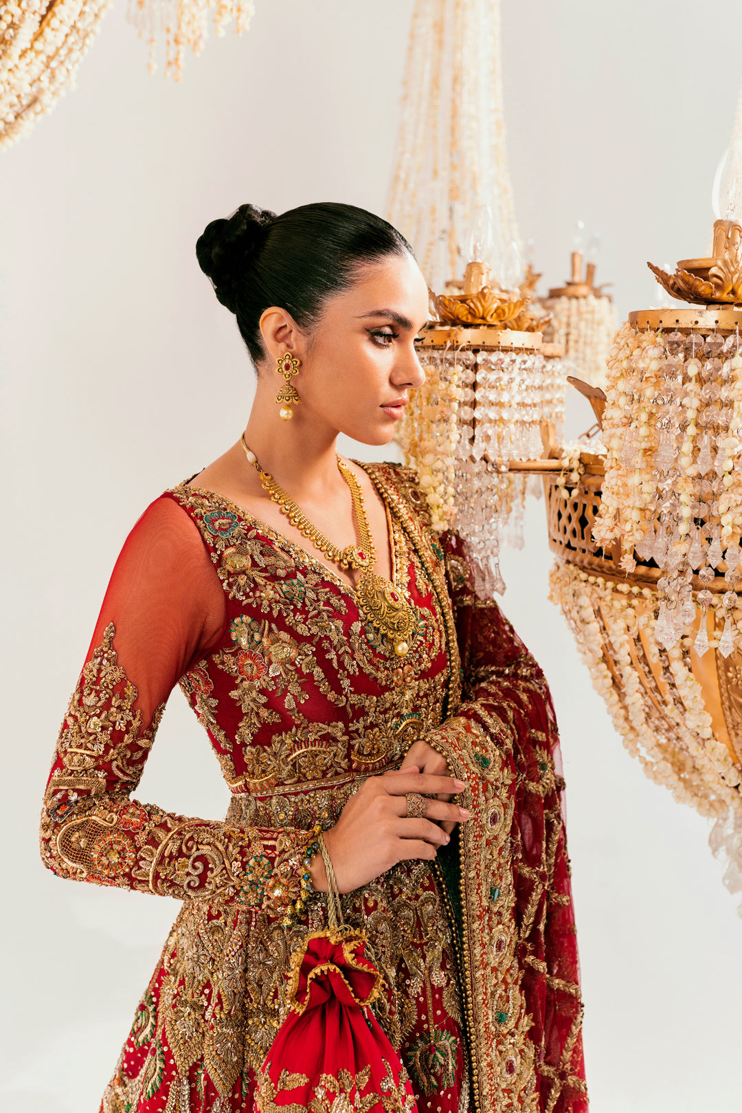 Deep Red Bridal Dress Pakistani in Pishwas Style #BS733 | Formal dresses  for weddings, Bridal dresses, Bridal dress design
