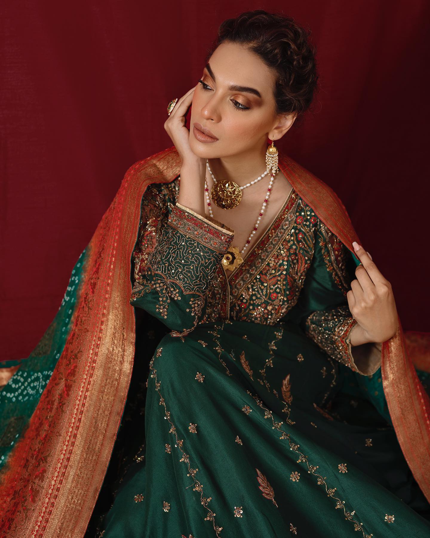 Latest Lehenga Choli Green Bridal Dress Pakistani Mehndi Dress – Nameera by  Farooq