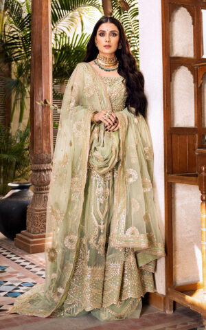 Royal Pakistani Wedding Frock Sharara and Dupatta Dress