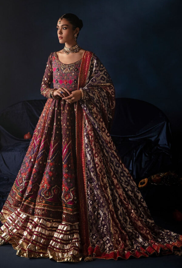 Pakistani Bridal Pishwas and Dupatta Royal Mehndi Dress