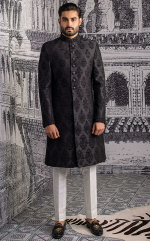 Black Embroidered Sherwani Pakistani Groom Dress