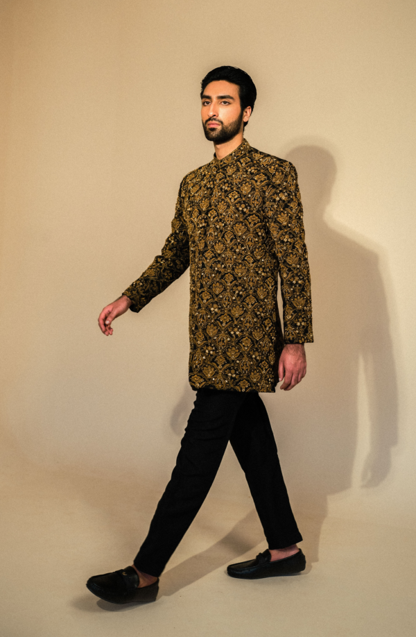 Black with Matching Kurta and Pants Pakistani Sherwani