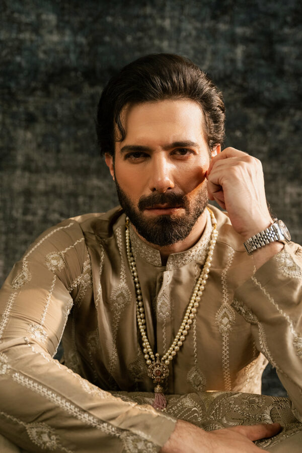 Pakistani Groom Dress in Embroidered Sherwani Style