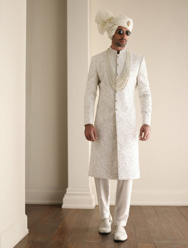 OFF-White Elegant Pakistani Groom Sherwan