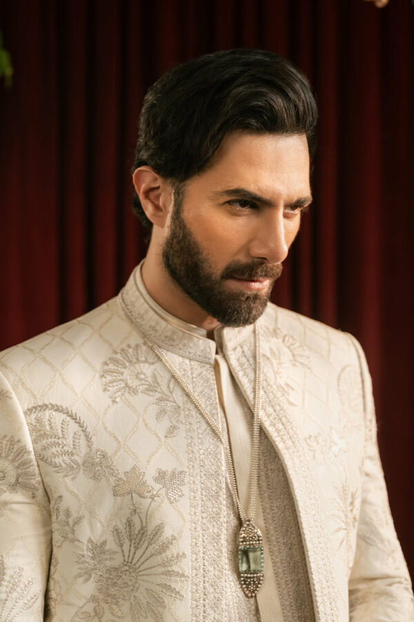 Pakistani Cotton Silk Boski Sherwani for Groom