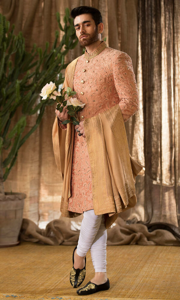 Pakistani Groom Outfit in Embroidered Sherwani Style Online