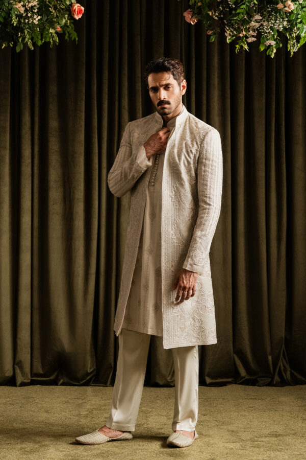 Pakistani Off White Sherwani for Groom