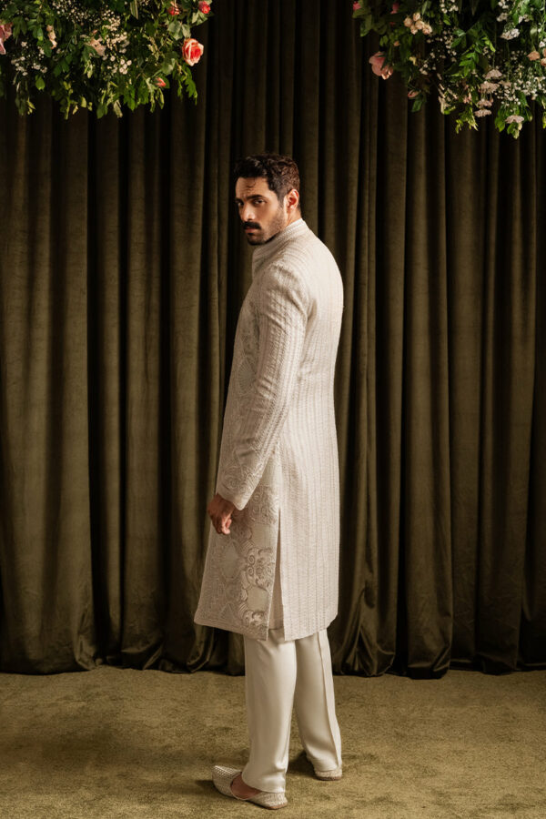 Pakistani Wedding Open Off White Sherwani for Groom Online