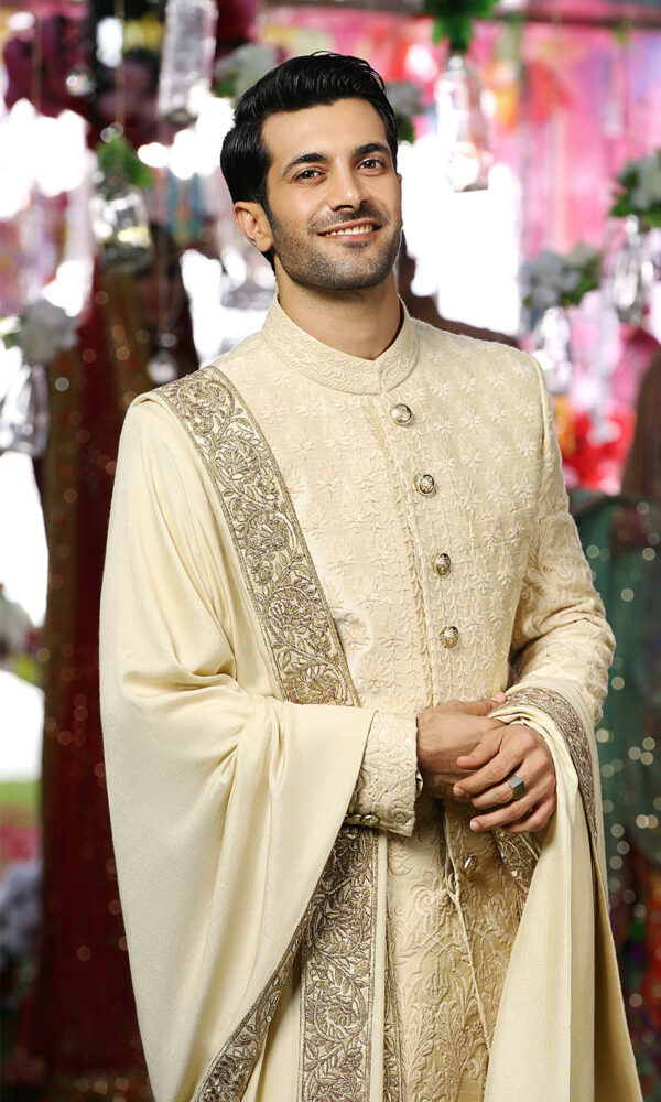 Premium Ivory Color Sherwani Pakistani Groom Dress