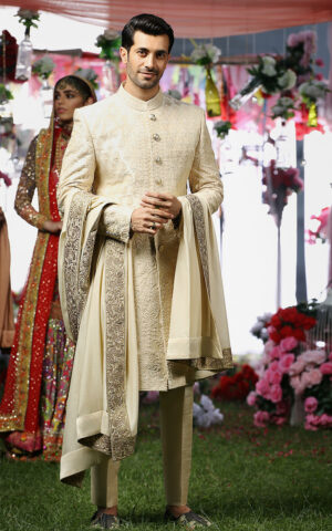 Premium Ivory Colour Sherwani Pakistani Groom Dress