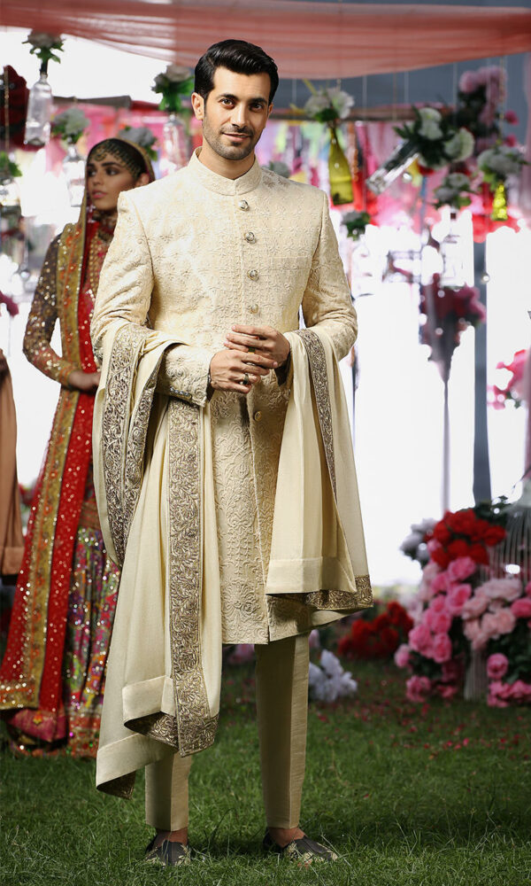 Premium Ivory Colour Sherwani Pakistani Groom Dress