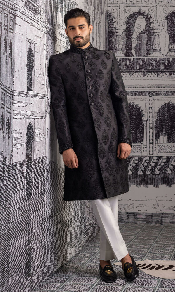 Royal Black Sherwani Pakistani Groom Dress