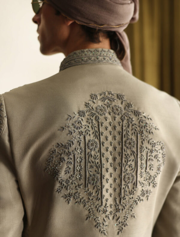 Royal Olive Hand Embroidered Pakistani Groom Sherwani