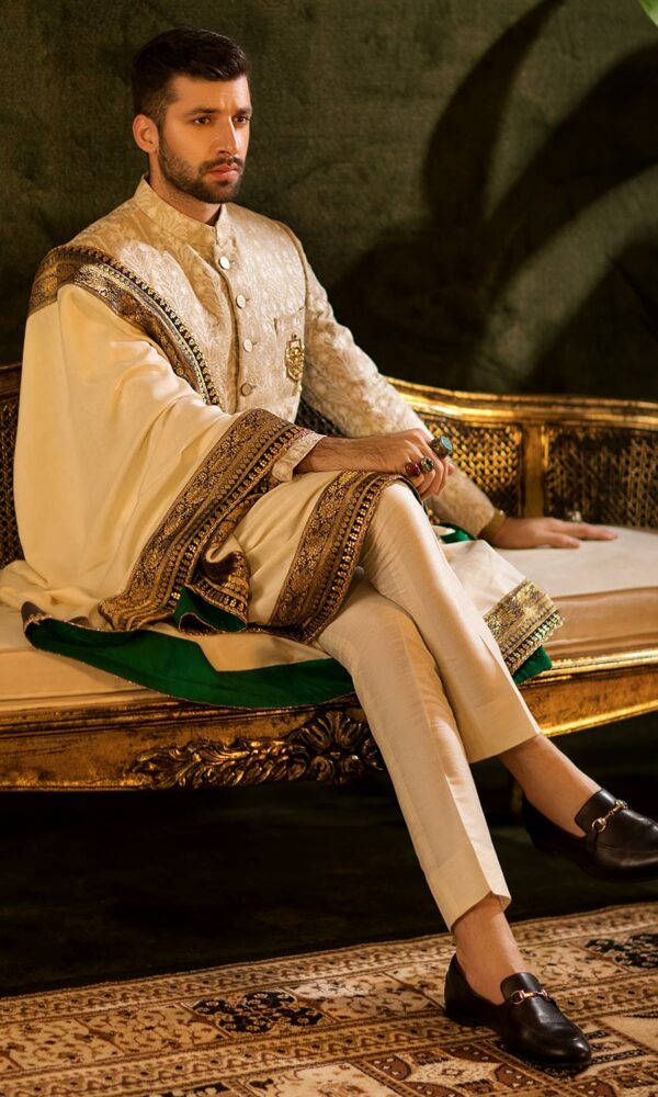 Wedding Golden Sherwani for Groom